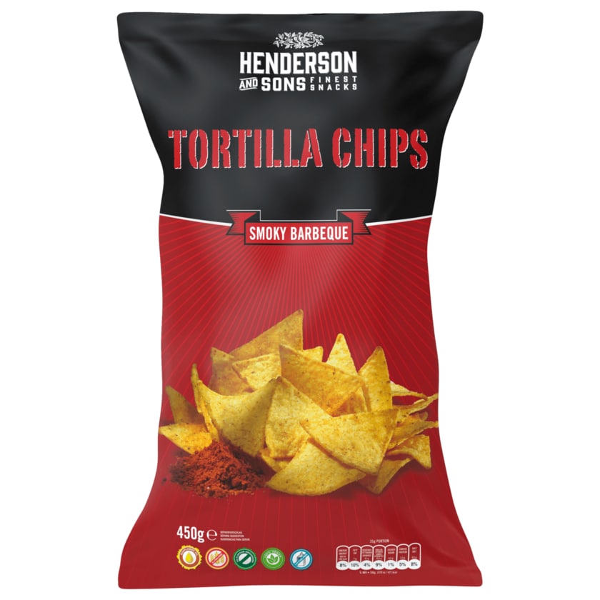 Henderson & Sons Tortilla Chips Smoky Barbeque 450g
